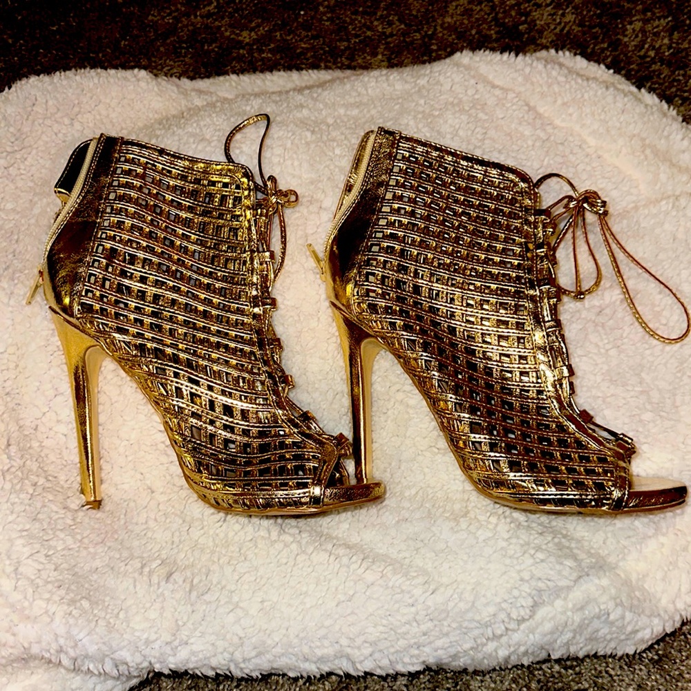 Gold high heels